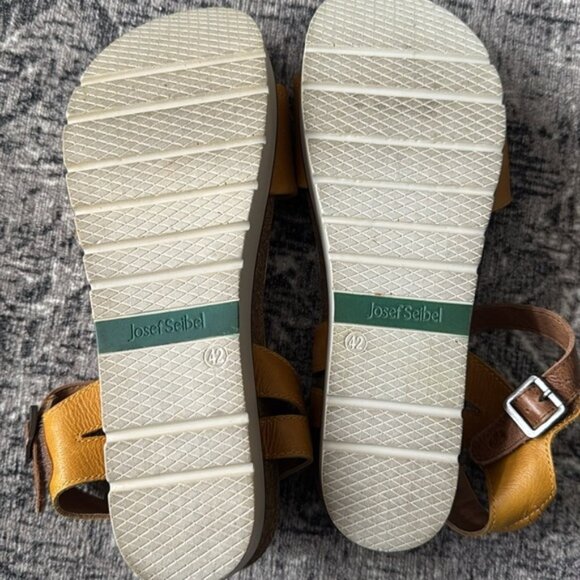 Josef Seibel Clea Yellow and Brown Sandals with Platform Sole - Picture 9 of 10
